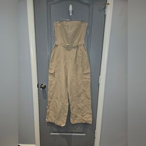 Stylish Beige Strapless Jumpsuit